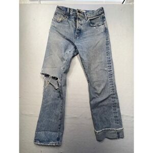 MOUSSY VINTAGE Jeans Light Wash Distressed Straight Leg Button Fly Women's 26
